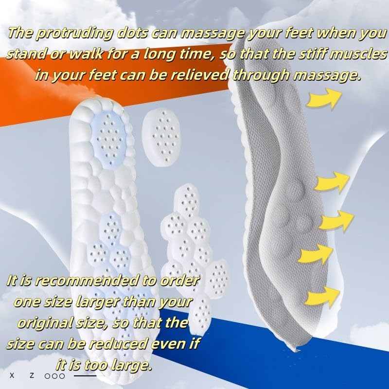 4D Cloud Insoles for Men and Women Super Soft Anti-Fatigue, Shock Absorption, Relieve Foot Pain