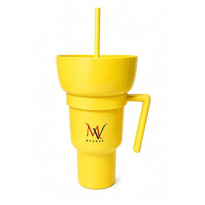 MYVRSE Stadium Tumbler Cup with Lid & Straw – Reusable Plastic Drinking Cup – 4 Color Options – BPA-Free, Durable, for Sports, Parties, Events, Travel, Movie for kids and Adult