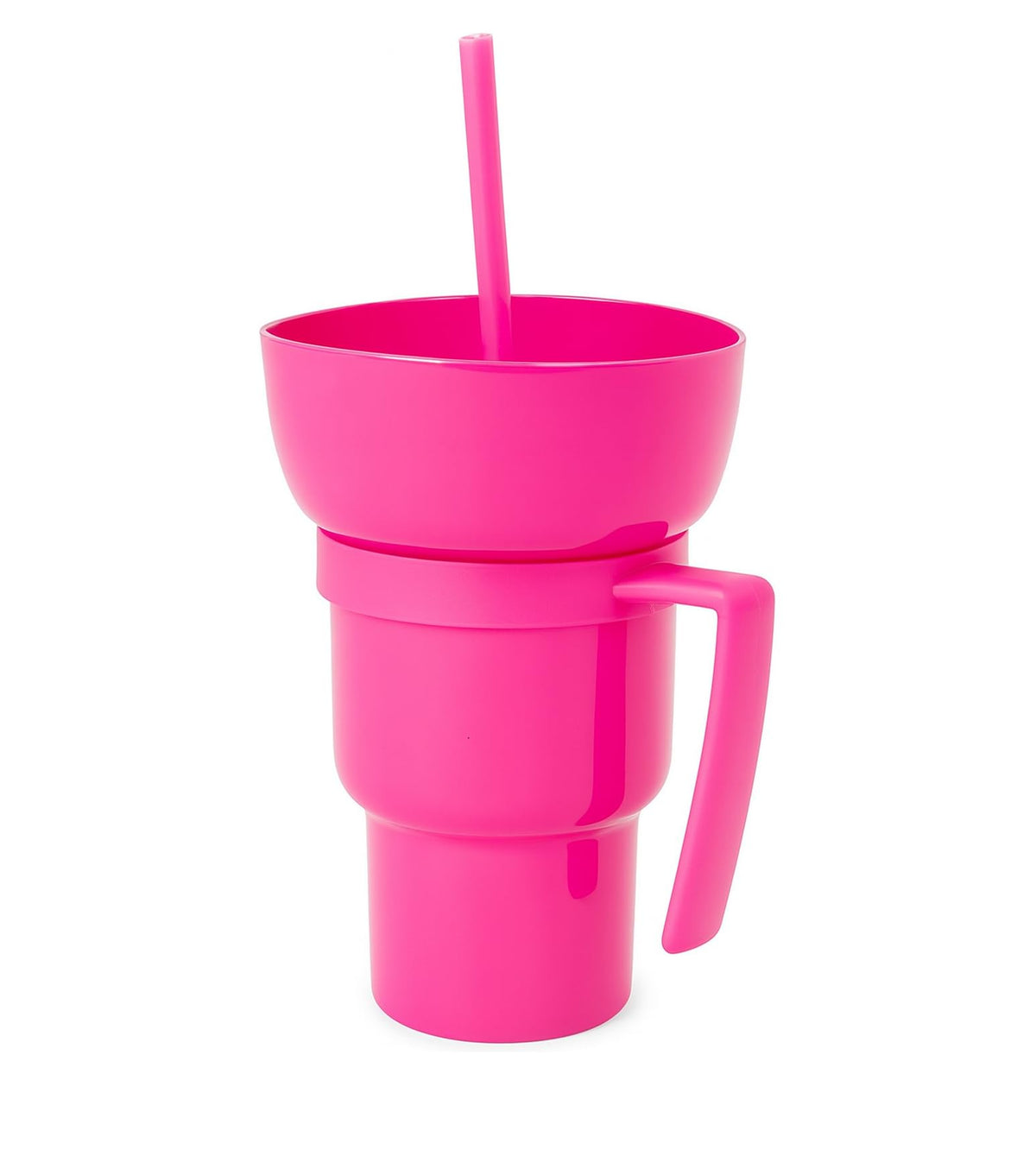 Snack and Drink Combo Cup with Lid & Straw - Reusable Plastic Drinking Tumbler - 4 Color Options - BPA-Free, Durable, for Sports, Parties, Events, Travel, Movie for Kids and Adults