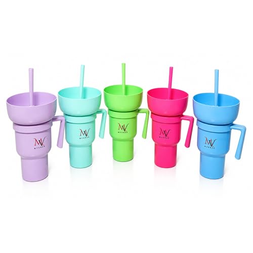 MYVRSE Stadium Tumbler Cup with Lid & Straw – Reusable Plastic Drinking Cup – 4 Color Options – BPA-Free, Durable, for Sports, Parties, Events, Travel, Movie for kids and Adult