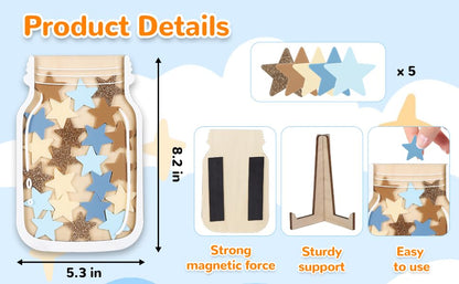 Magnetic Reward Jar, Classroom Reward Jar for Kids, Personalized Stars Reward Jar for Students Kids Behavior, Magnetic Reward Chart for Classroom Board Home