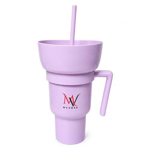 MYVRSE Stadium Tumbler Cup with Lid & Straw – Reusable Plastic Drinking Cup – 4 Color Options – BPA-Free, Durable, for Sports, Parties, Events, Travel, Movie for kids and Adult