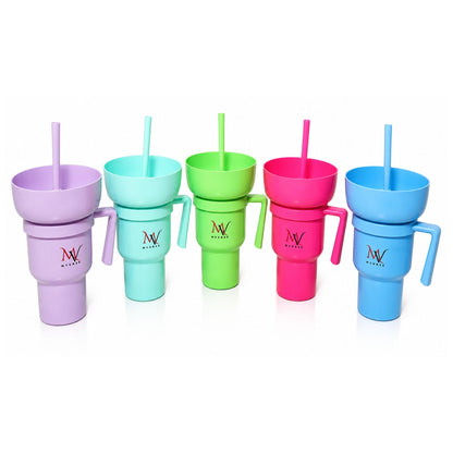 MYVRSE Stadium Tumbler Cup with Lid & Straw – Reusable Plastic Drinking Cup – 4 Color Options – BPA-Free, Durable, for Sports, Parties, Events, Travel, Movie for kids and Adult