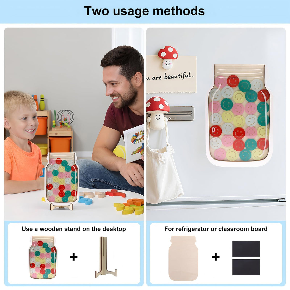 Magnetic Reward Jar, Classroom Reward Jar for Kids, Personalized Stars Reward Jar for Students Kids Behavior, Magnetic Reward Chart for Classroom Board Home