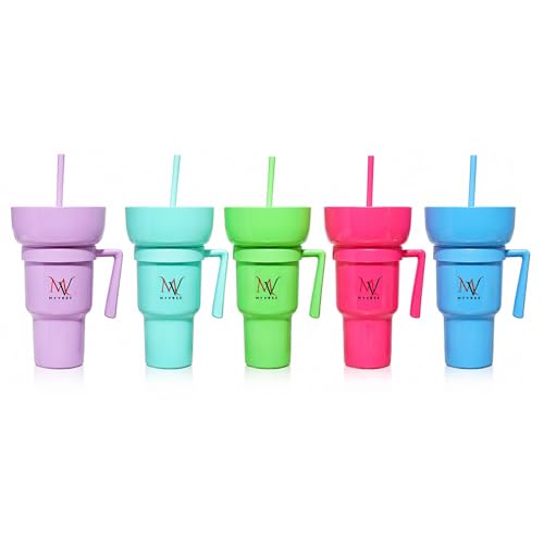 MYVRSE Stadium Tumbler Cup with Lid & Straw – Reusable Plastic Drinking Cup – 4 Color Options – BPA-Free, Durable, for Sports, Parties, Events, Travel, Movie for kids and Adult