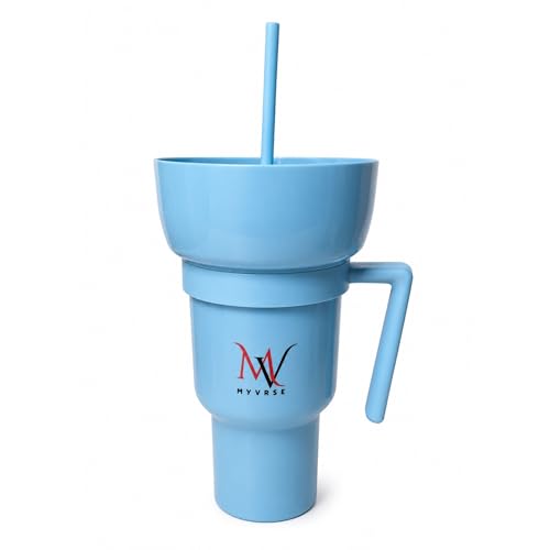 MYVRSE Stadium Tumbler Cup with Lid & Straw – Reusable Plastic Drinking Cup – 4 Color Options – BPA-Free, Durable, for Sports, Parties, Events, Travel, Movie for kids and Adult
