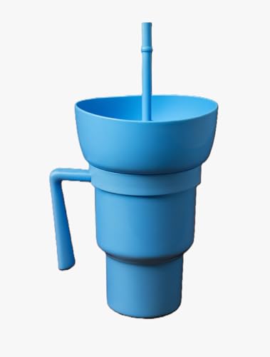 Snack and Drink Combo Cup with Lid & Straw - Reusable Plastic Drinking Tumbler - 4 Color Options - BPA-Free, Durable, for Sports, Parties, Events, Travel, Movie for Kids and Adults