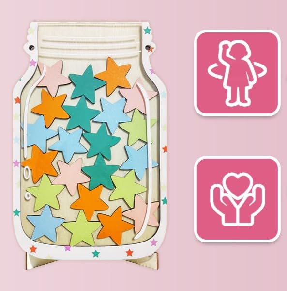 Magnetic Reward Jar, Classroom Reward Jar for Kids, Personalized Stars Reward Jar for Students Kids Behavior, Magnetic Reward Chart for Classroom Board Home